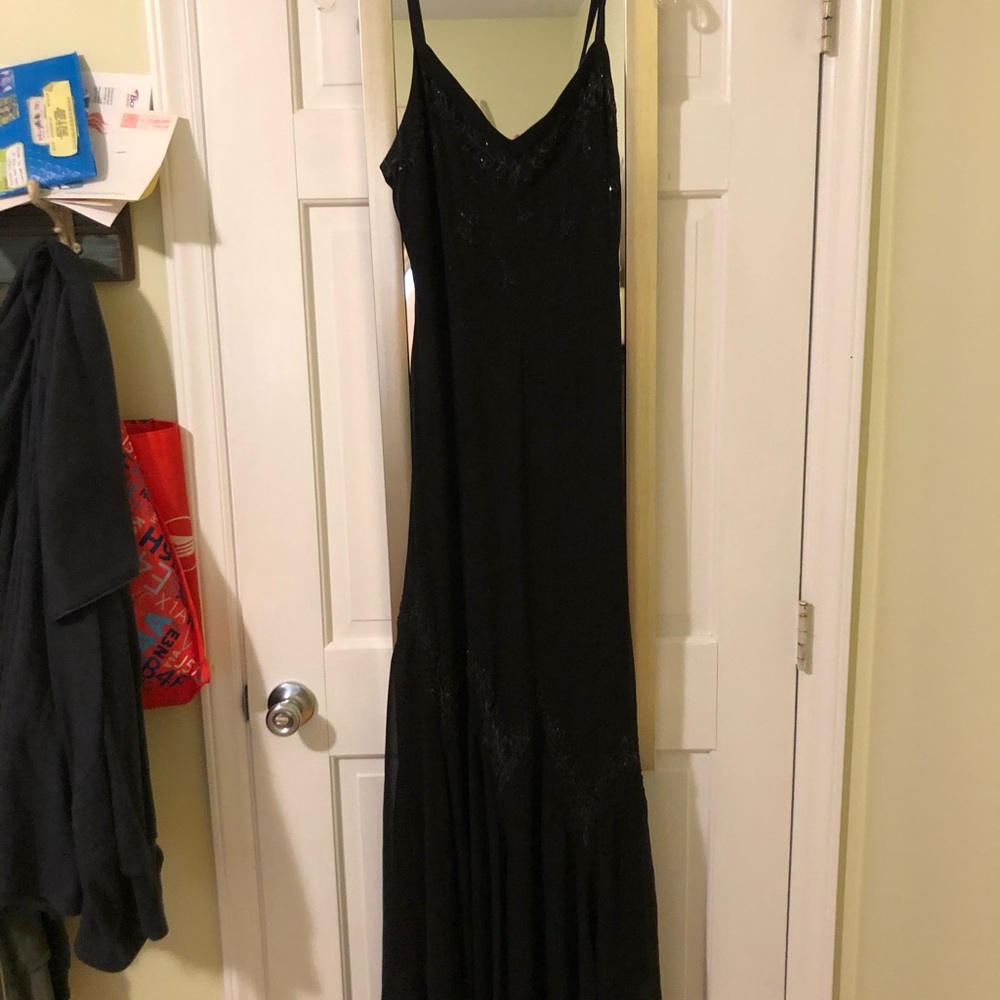 Black embroidered goth dreamy prom formal dress